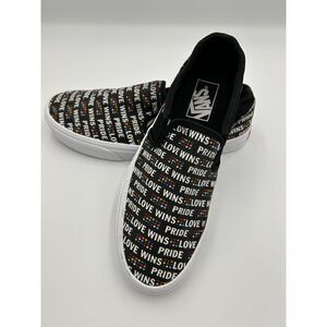 Vans Pride Collection Love Wins Slip-On Rainbow Hearts Canvas Sneakers Size 8.5